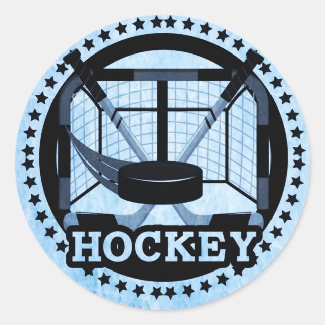 Ice Blue Hockey Runder Aufkleber (Vorderseite)