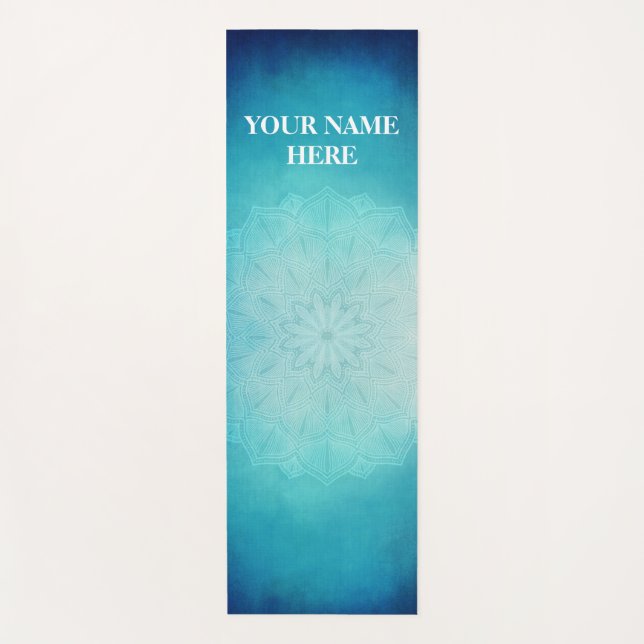 Ice Blue Natural Mandala Floral Yogamatte (Vorderseite)