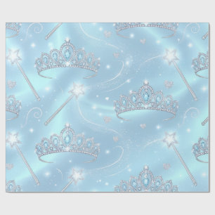 Ice Blue, Princess Tiara, Magic Wand, Birthday, Geschenkpapier