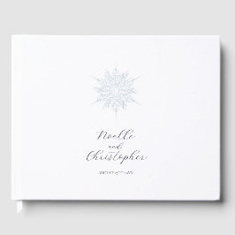 Ice Blue Snowflake Elegante Winterhochzeit Gästebuch