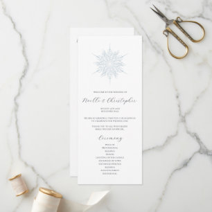 Ice Blue Snowflake Elegante Winterhochzeit Programm