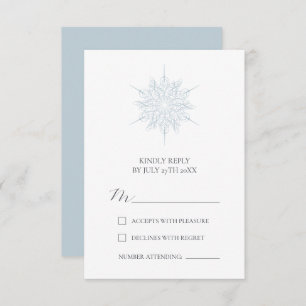 Ice Blue Snowflake Elegante Winterhochzeit RSVP Karte