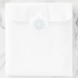 Ice Blue Snowflake Elegante Winterhochzeit Runder Aufkleber