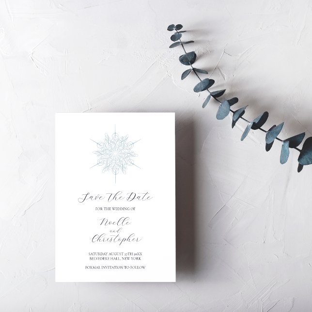 Ice Blue Snowflake Elegante Winterhochzeit Save The Date (Von Creator hochgeladen)