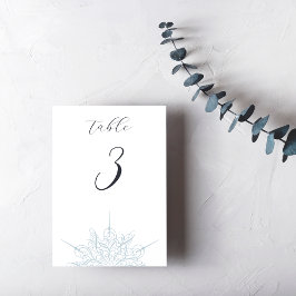 Ice Blue Snowflake Elegante Winterhochzeit Tischnummer