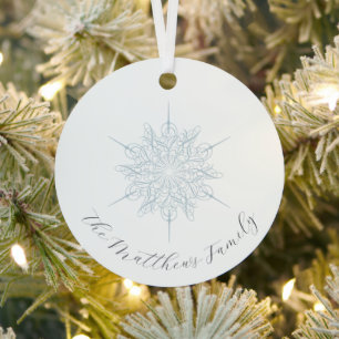 Ice Blue Snowflake Familienname Weihnachten Ornament Aus Metall
