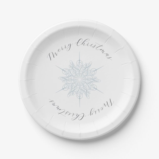 Ice Blue Snowflake Frohe Weihnachten Pappteller (Vorderseite)
