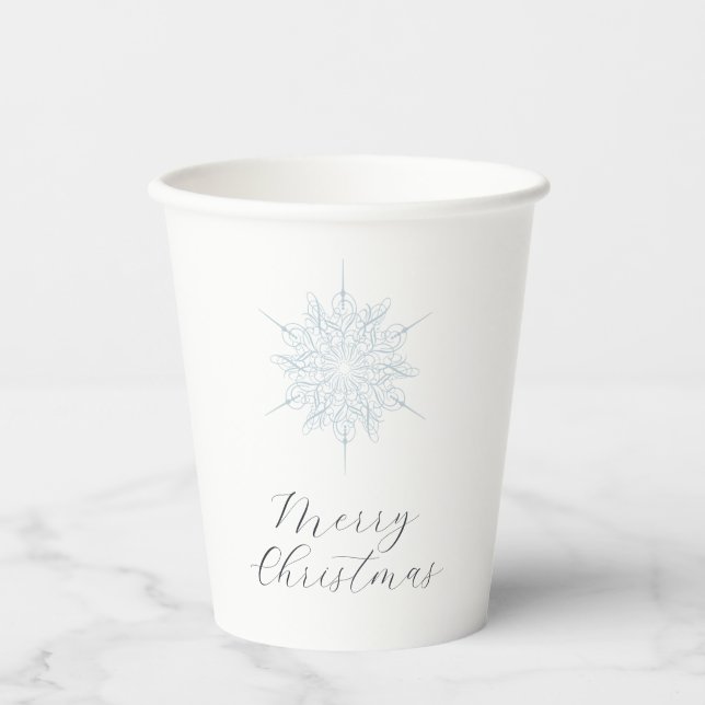 Ice Blue Snowflake Frohe Weihnachten Party Pappbecher (Vorderseite)
