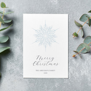 Ice Blue Snowflake Frohe Weihnachtsfamilie Feiertagskarte