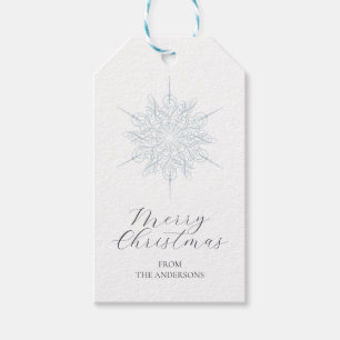 Ice Blue Snowflake Frohe Weihnachtsfamilie Name Geschenkanhänger