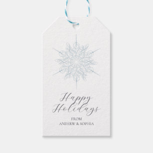 Ice Blue Snowflake Happy Holidays Namen Geschenkanhänger