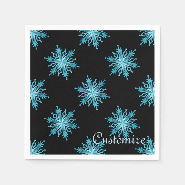 Ice Blue Snowflake Holiday Napkins Serviette (Vorderseite)