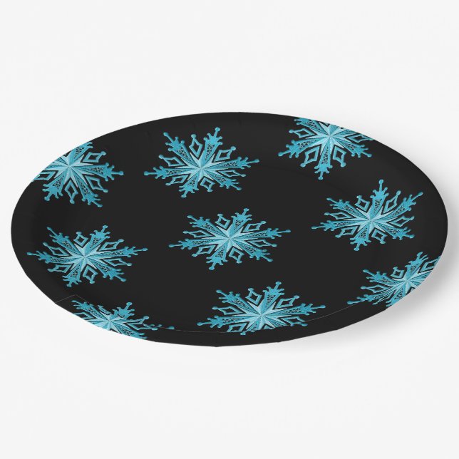 Ice Blue Snowflake Holiday Paper Teller (Schrägansicht)