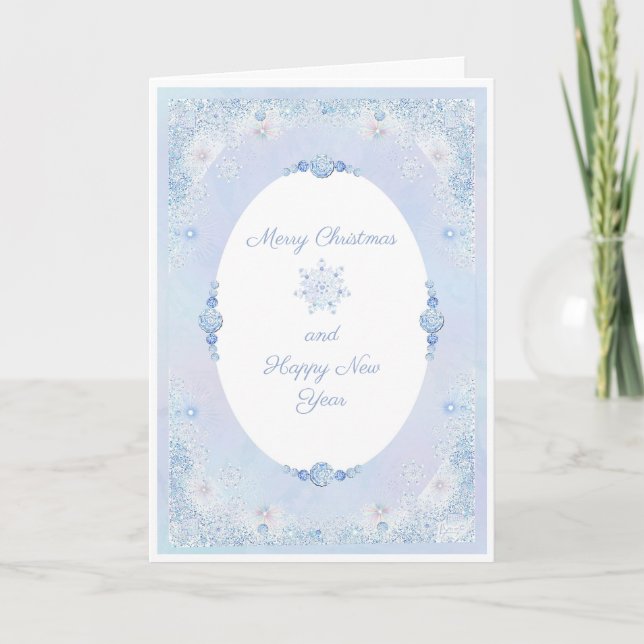 Ice Blue Snowflake Karte (Vorderseite)