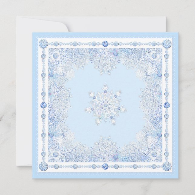 Ice Blue Snowflake Karte (Vorderseite)