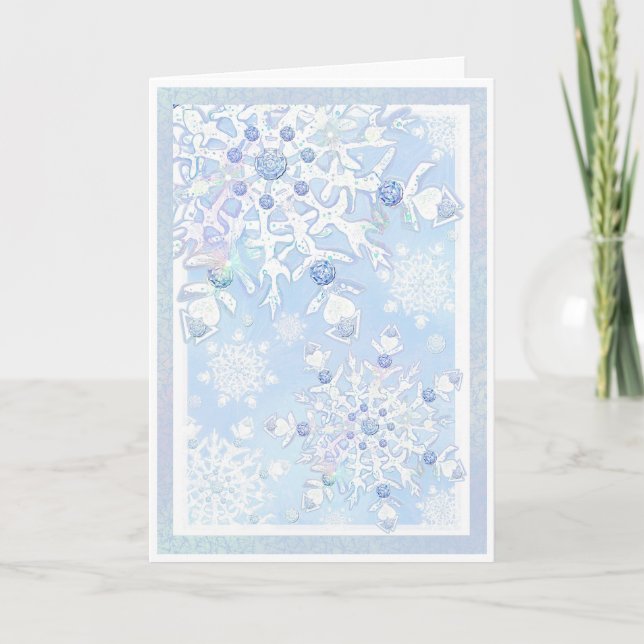 Ice Blue Snowflake Karte (Vorderseite)