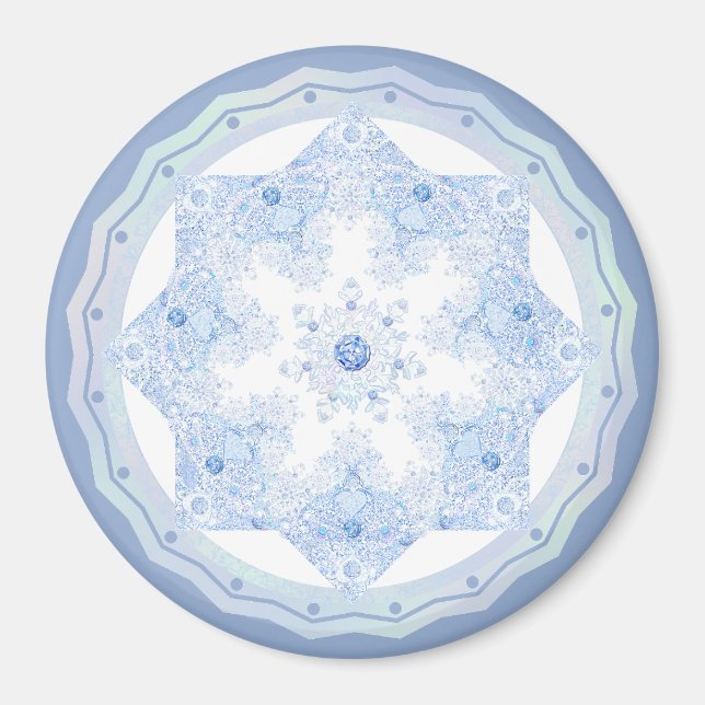 Ice Blue Snowflake Magnet (Vorne)