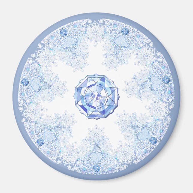 Ice Blue Snowflake Magnet (Vorne)