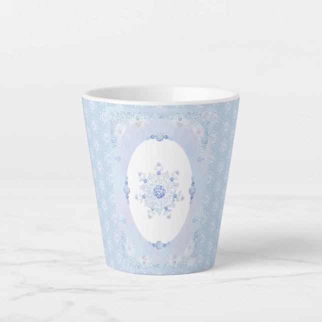 Ice Blue Snowflake Milchtasse (Vorderseite)