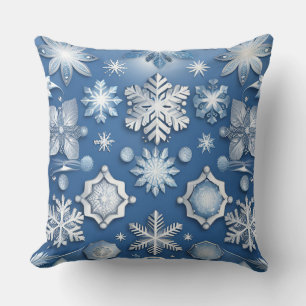 Ice Blue Snowflake Motif Kissen