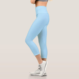Ice Blue Solid Color | Classic | elegant Capri Leggings