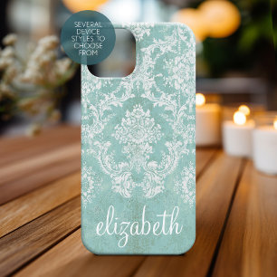 Ice Blue Vintag Damask Muster grungy Finish Case-Mate iPhone Hülle