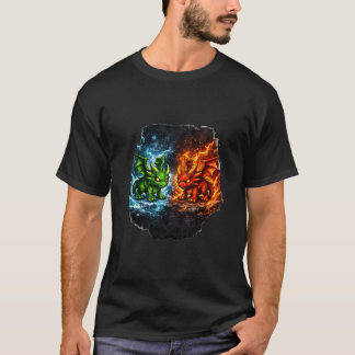 ICE CHAD DRAGON VERSUS FIRE DRAGON SPLIT FINAL RPG T-Shirt