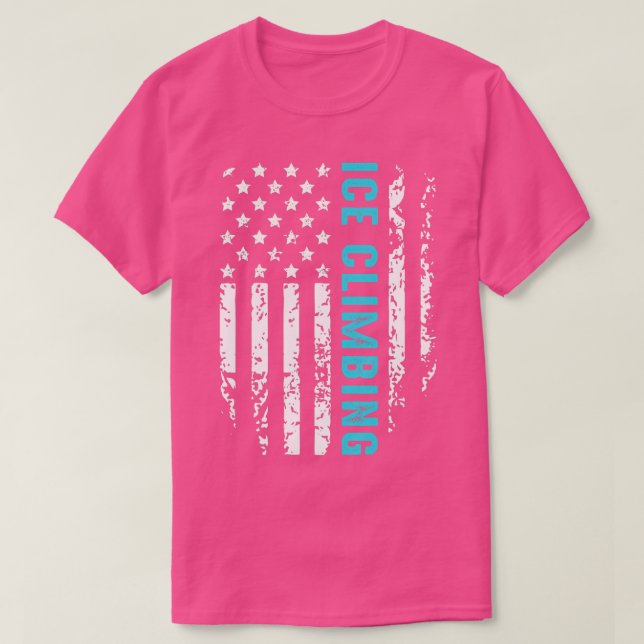 Ice Climbing American Flag Patriotic Winter Sports T-Shirt (Design vorne)