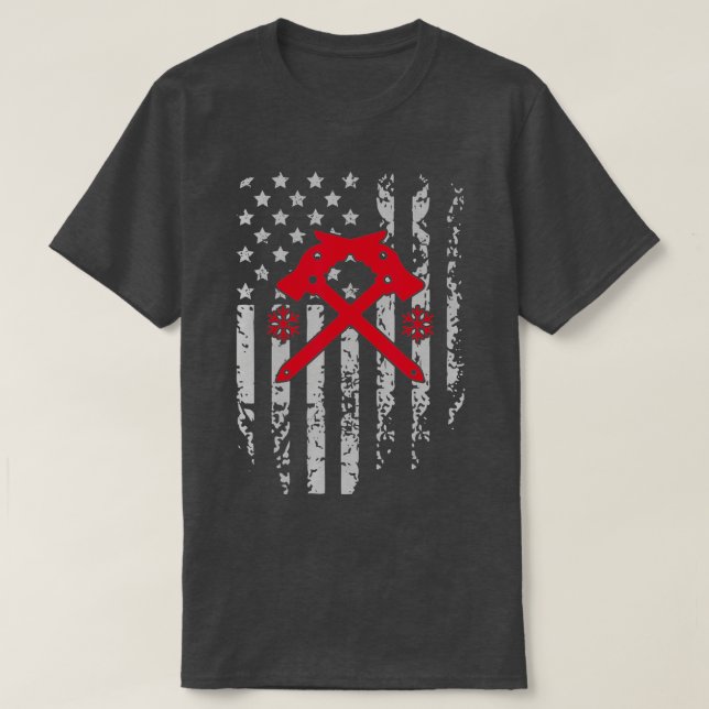 Ice Climbing American Flag Patriotic Winter Sports T-Shirt (Design vorne)