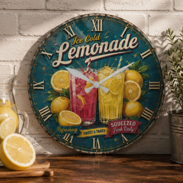 Ice Cold Lemonade Große Wanduhr (Von Creator hochgeladen)