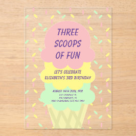 Ice Cream 3rd Birthday Acryleinladungen