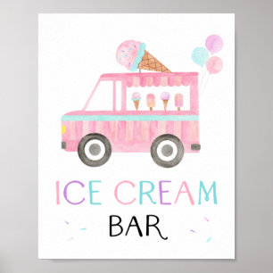 Ice Cream Bar Birthday Sign Poster