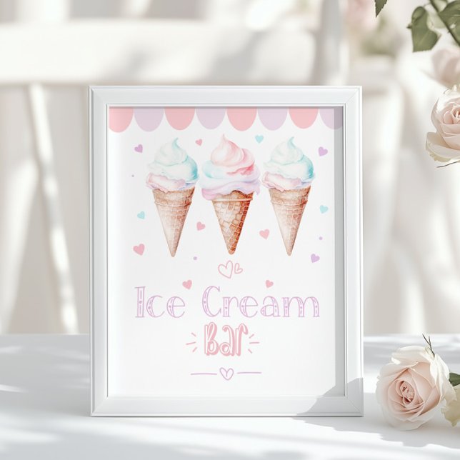 Ice cream Bar Pastel birthday party Poster (Von Creator hochgeladen)