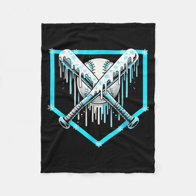 Ice Cream Baseball Drip Home Plate Bats Cool For B Fleecedecke (Vorderseite)