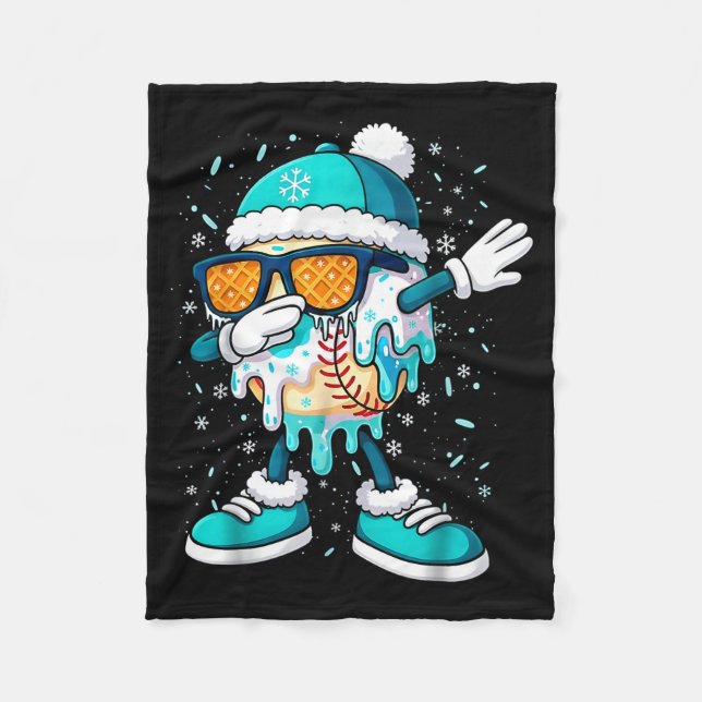 Ice Cream Baseball Drip Home Plate Bats Cool For B Fleecedecke (Vorderseite)