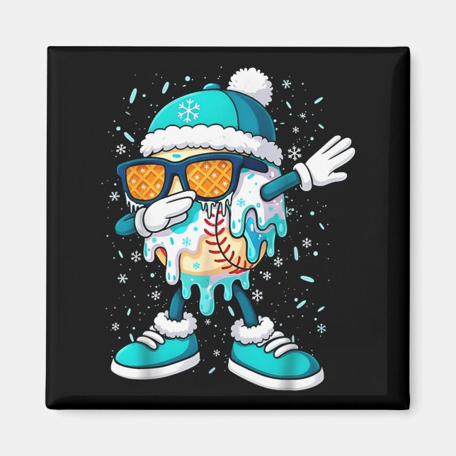 Ice Cream Baseball Drip Home Plate Bats Cool For B Magnet (Vorne)