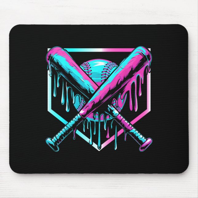 Ice Cream Baseball Drip Home Plate Bats Cool For B Mousepad (Vorne)