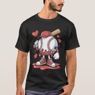 Ice Cream Baseball Drip Melting Character Art Ice  T-Shirt