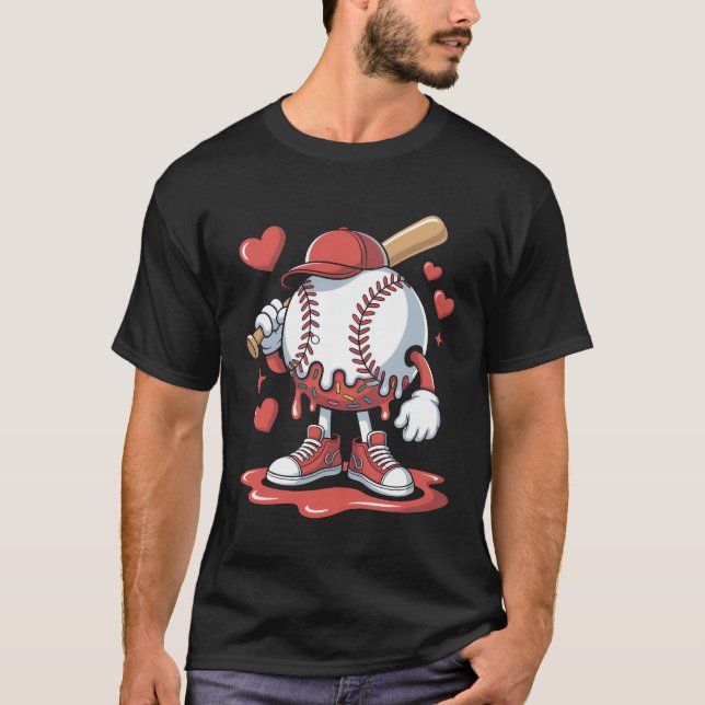Ice Cream Baseball Drip Melting Character Art Ice  T-Shirt (Vorderseite)