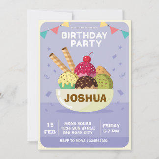 Ice Cream Birthday Invitation  Sweet Treats Sunday Einladung