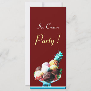 ICE CREAM BIRTHDAY PARTY Rot-Blau Einladung