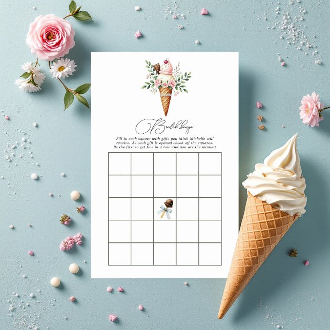 Ice Cream Brautparty Bingo Game (Ice Cream Bridal Shower Bingo Game)