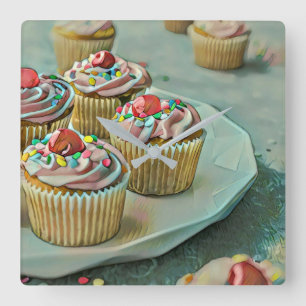 Ice cream cake quadratische wanduhr