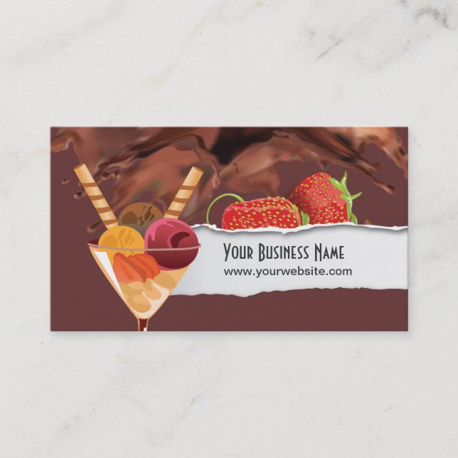 Ice Cream & Chocolate Dessert Business Card Visitenkarte (Vorderseite)