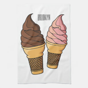 Ice cream cone cartoon illustration  geschirrtuch