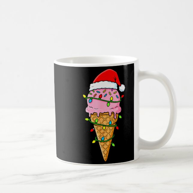 Ice Cream Cone Christmas Lights Santa Hat Food Xma Kaffeetasse (Rechts)