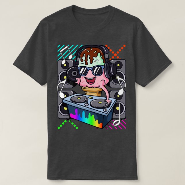Ice Cream Cone DJ Dance Music Electronic Hip Hop T-Shirt (Design vorne)