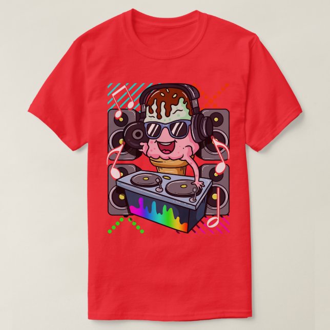 Ice Cream Cone DJ Dance Music Electronic Hip Hop T-Shirt (Design vorne)
