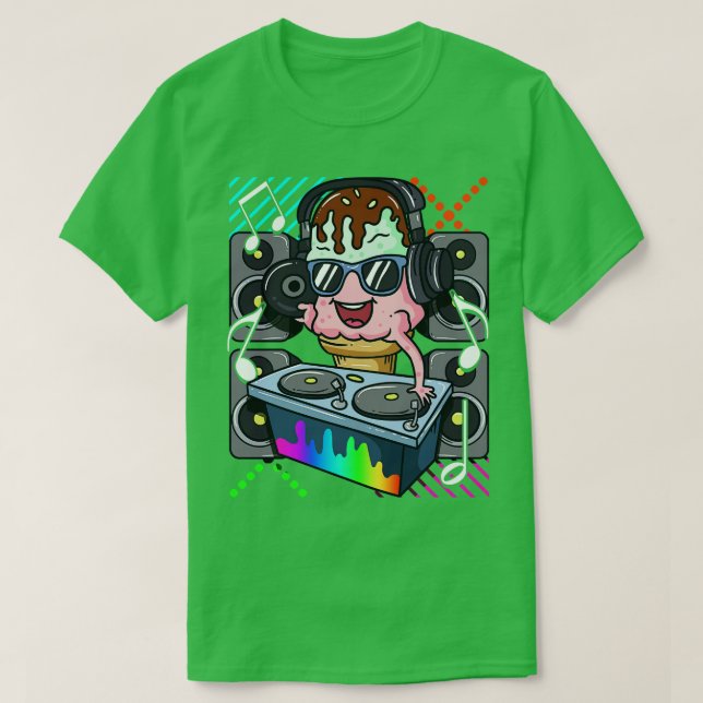 Ice Cream Cone DJ Dance Music Electronic Hip Hop T-Shirt (Design vorne)