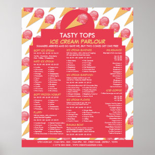 Ice Cream Cones, Ice Cream Parlour Menu Poster